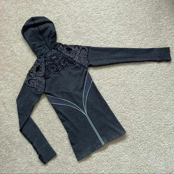 Athleta Twist Half Zip Hoodie Black/Gray Running Jacket Style# 930289 Size Small - Picture 2 of 15